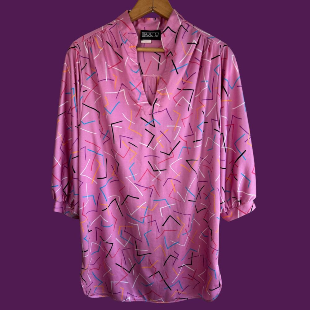 Vintage 1970s Harlow Funky Geometric Blouse